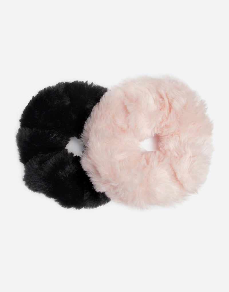 BANDED Women’s Premium Hair Accessories - Moonlight + Shadow - 2 Pack Extra Large Fur Scrunchies