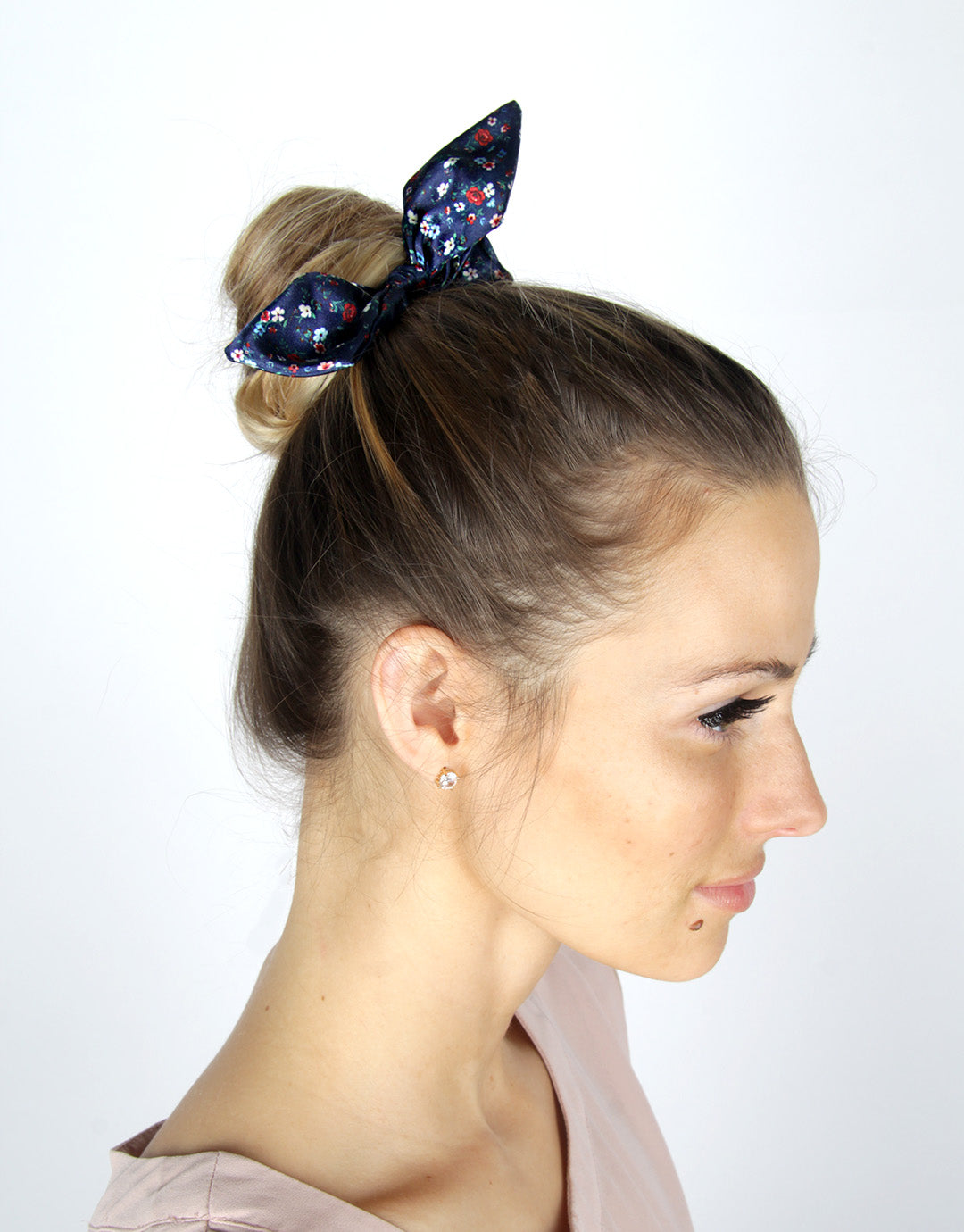 BANDED Women’s Premium Hair Accessories - Rive Gauche Blue - 3 Pack Bow Scrunchies