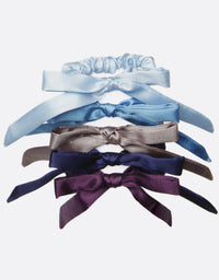 BANDED Women’s Premium Hair Accessories - Royal Satins - 5 Pack Skinny Bow Scrunchies