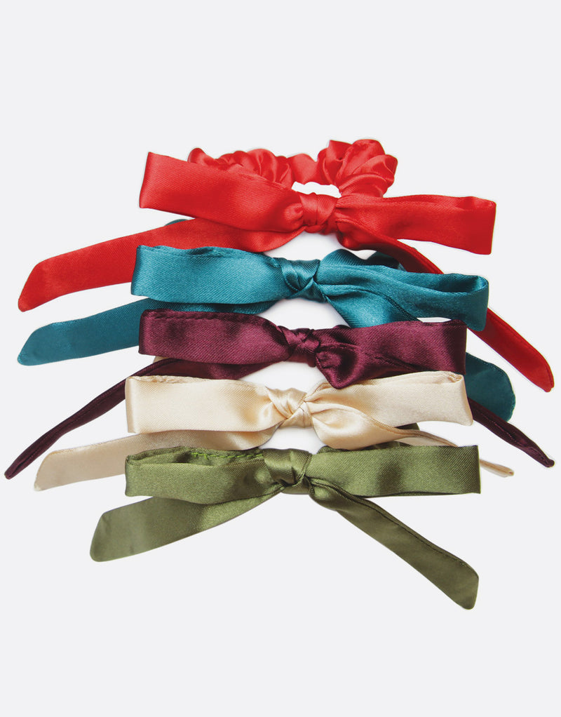 BANDED Women’s Premium Hair Accessories - Josephine’s Chair - 5 Pack Skinny Bow Scrunchies