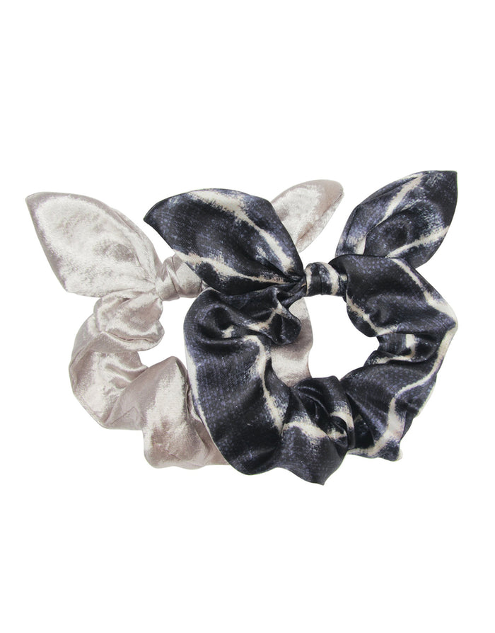 BANDED Women’s Premium Hair Accessories - Coastal Shibori - 2 Pack Luxe Bow Scrunchies