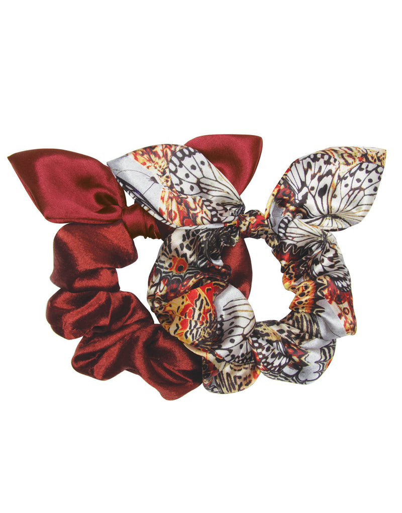 BANDED Women’s Premium Hair Accessories - Winter Butterfly - 2 Pack Luxe Bow Scrunchies