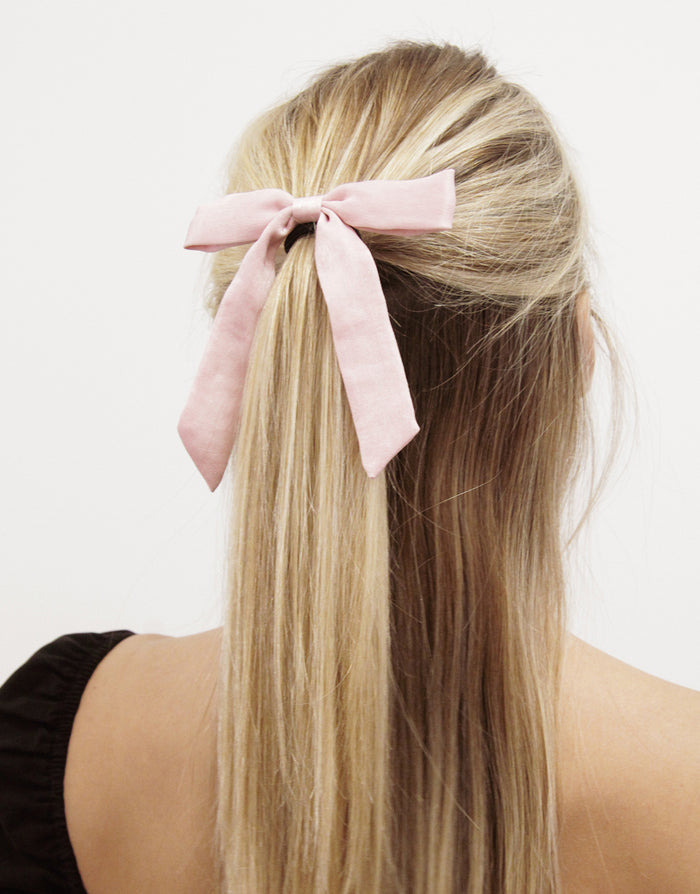 Banded Velvet Hair Ribbon Petal Pink
