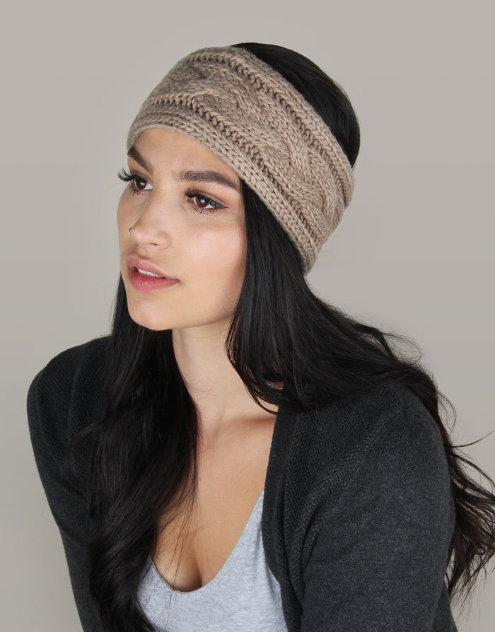 BANDED Women’s Premium Headbands + Hair Accessories - Taupe Iceland Braid - Winter Headband