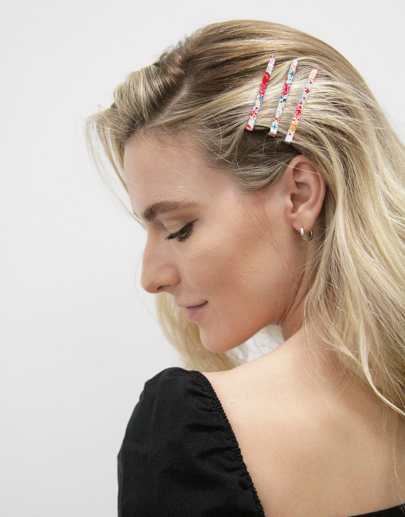 BANDED Hair Accessories - Flamenco Floral + Dot - Bobby Pins