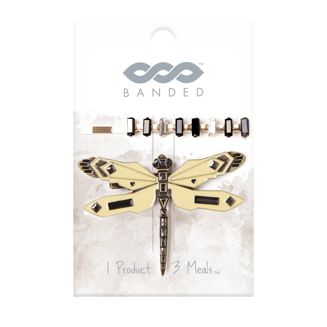 BANDED Women’s Premium Hair Accessories - Deco Dragonfly - Enamel Hair Clip + Pin Set