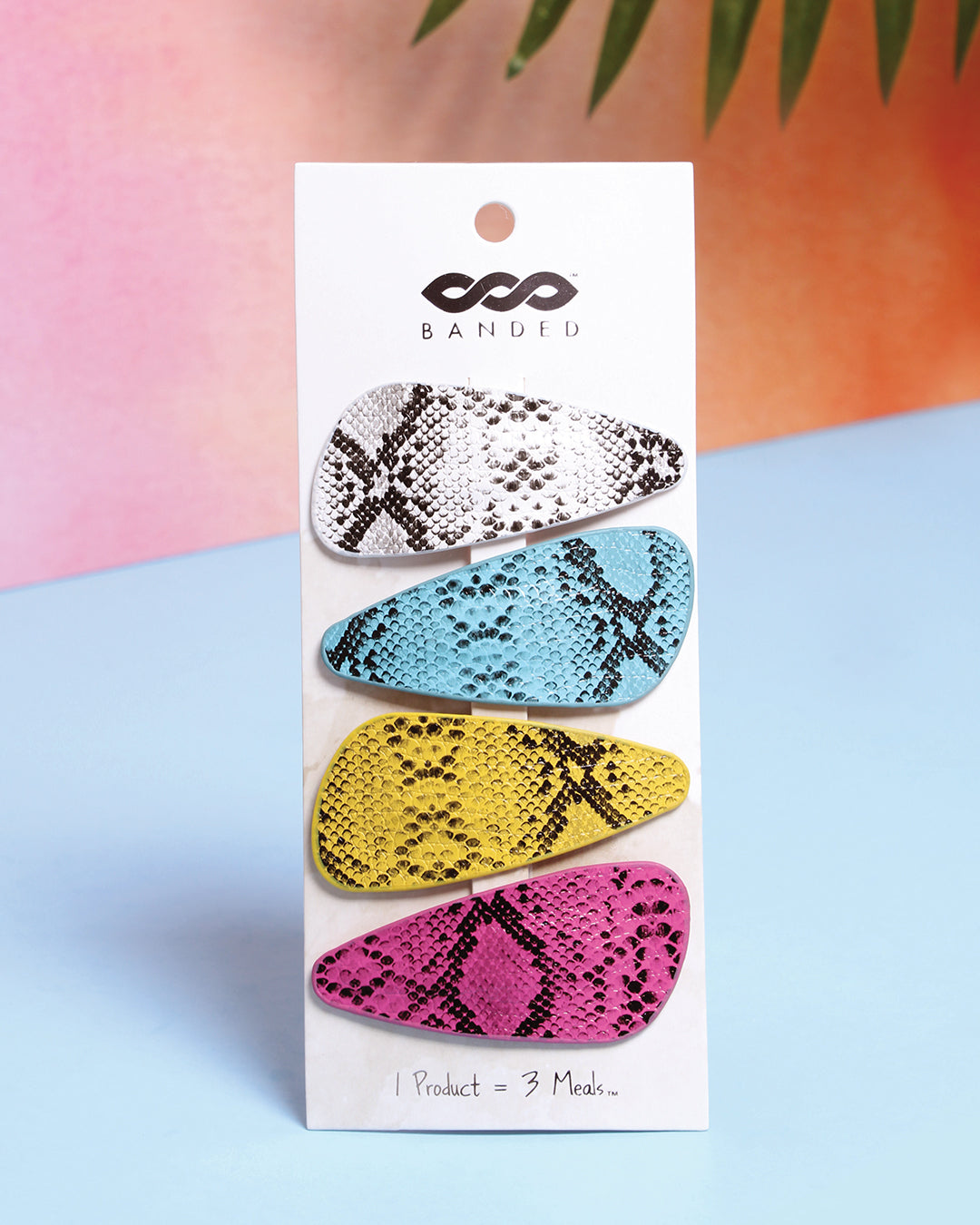 Neon Snakeskin - Faux Leather Snap Barrettes