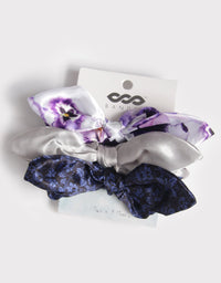 BANDED Women’s Premium Hair Accessories - Pansy Brocade - 3 Pack Bow Scrunchies
