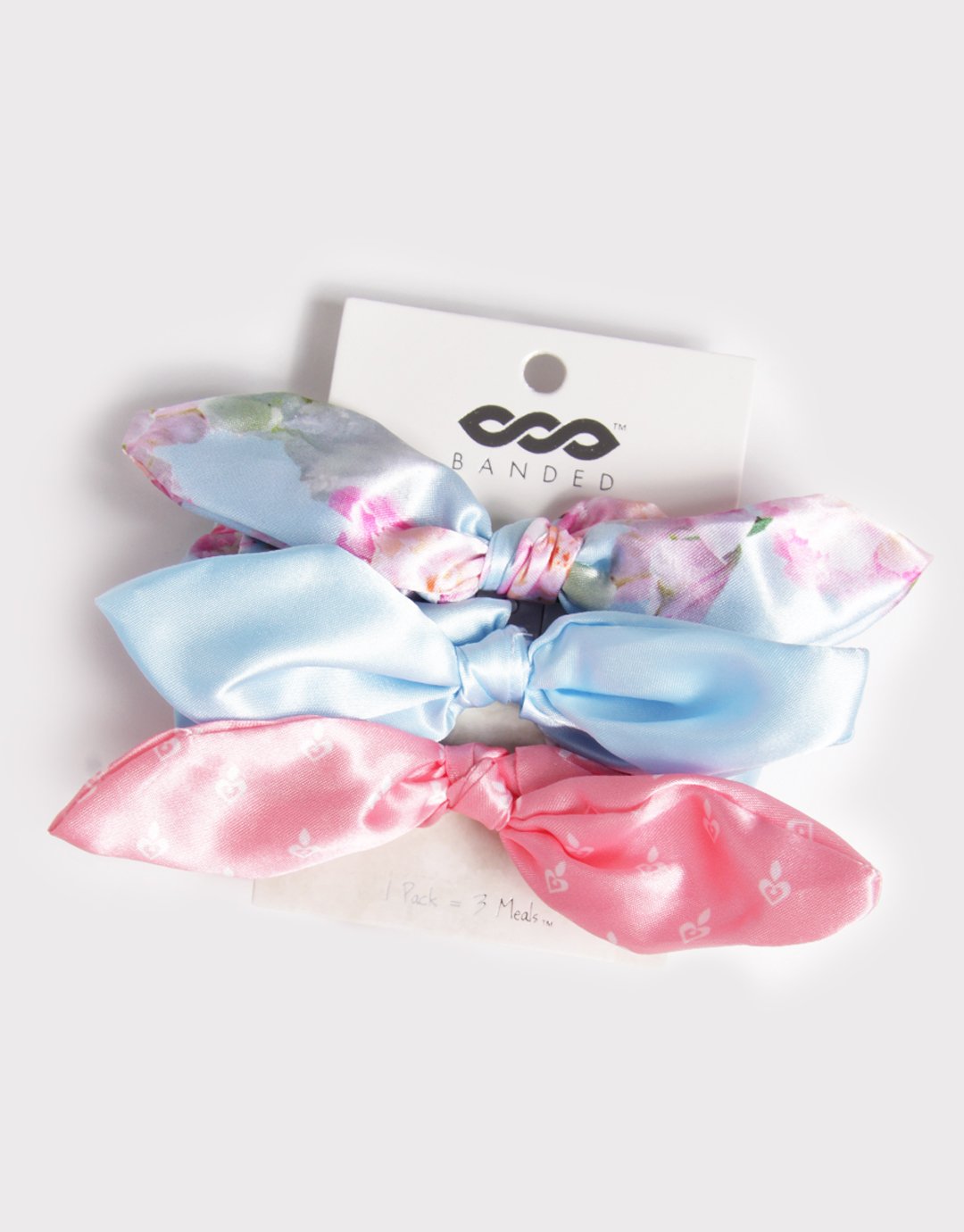 BANDED Women’s Premium Hair Accessories - Peony Splendor - 3 Pack Bow Scrunchies