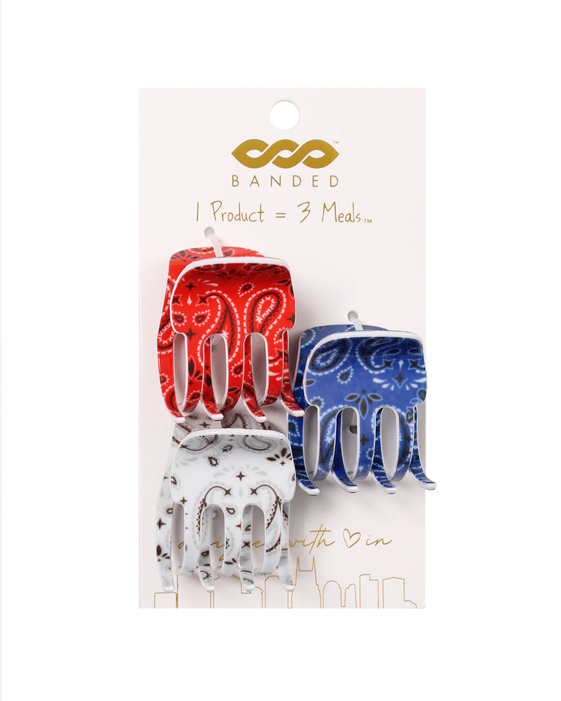 BANDED Hair Accessories - Nashville - Paisley - 3 Pack Claw Clips