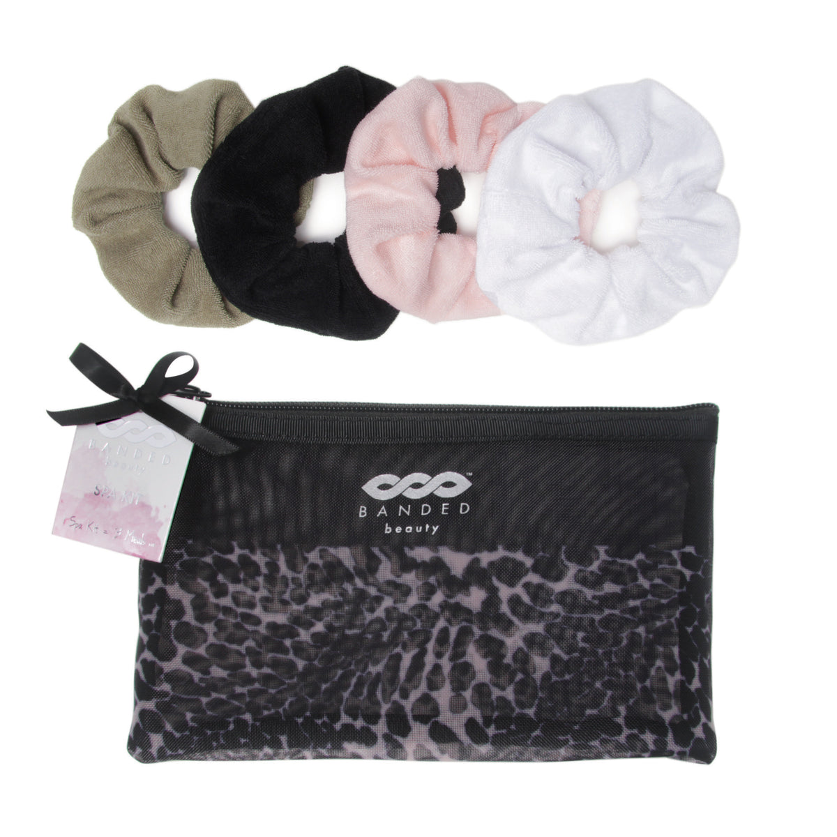 BANDED Women’s Premium Hair Accessories + Gift Sets - Leopard Noir - Scrunchie Spa Set