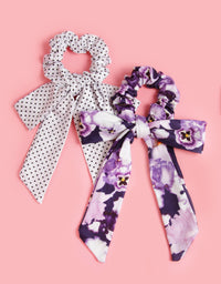 BANDED Women’s Premium Hair Accessories - Giverny Pansy - 2 Pack Scrunchie Bow ties