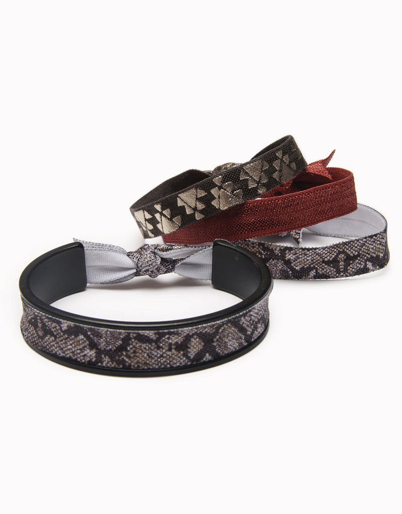 Snake Charmer - Matte Black Narrow Hair Tie Bracelet